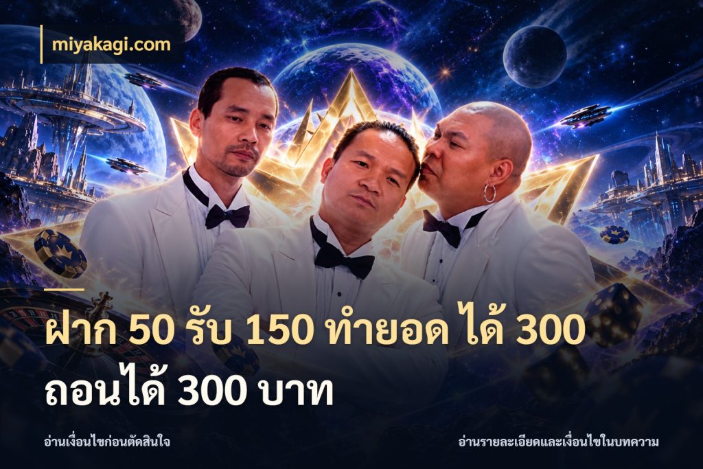 ฝาก 50 รับ 150 ทํายอด ได้ 300 ถอนได้ 300 บาท เครดิตกับรูปแบบโปรที่ตรงใจ ในมุม miyakagi.com