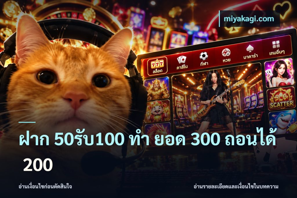 ฝาก 50รับ100 ทํา ยอด 300 ถอนได้ 200