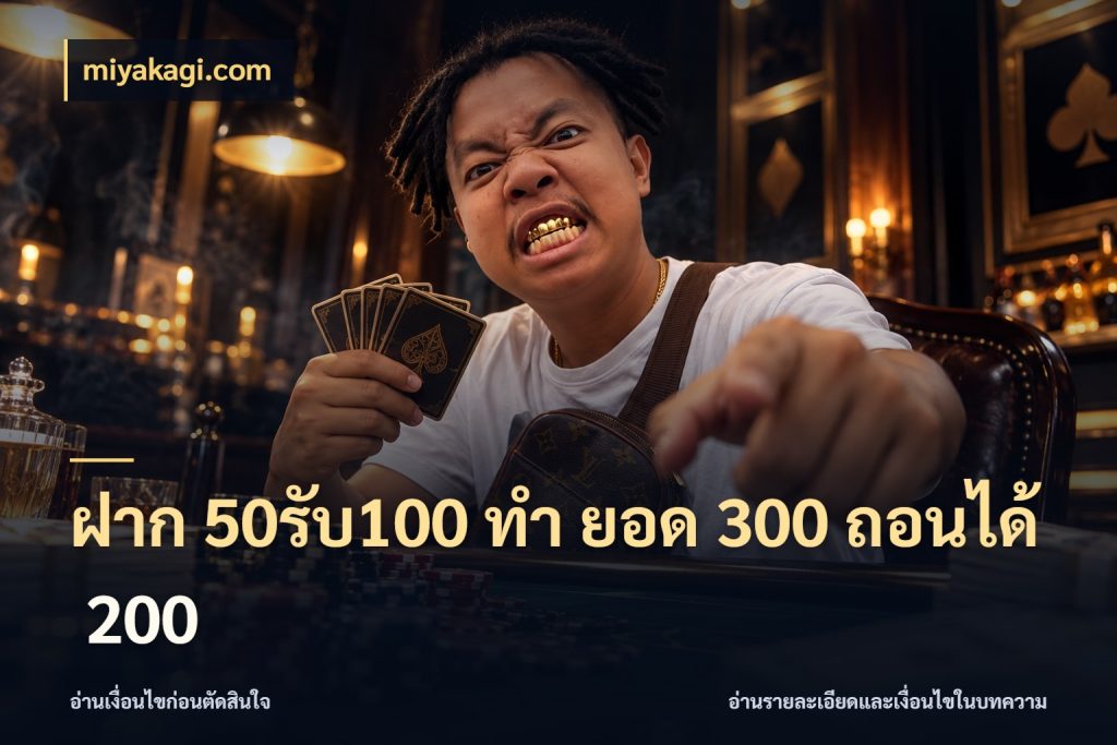 ฝาก 50รับ100 ทํา ยอด 300 ถอนได้ 200 จับคู่โบนัสกับสไตล์เกมที่ชอบ กับ miyakagi.com