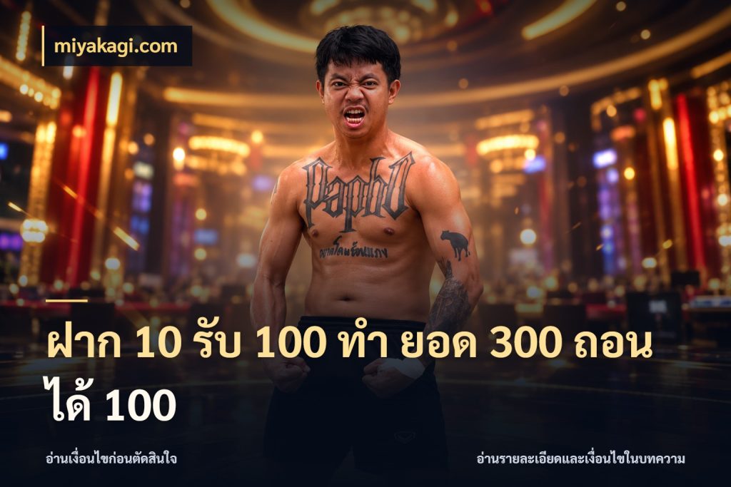 ฝาก 10 รับ 100 ทํา ยอด 300 ถอนได้ 100 จับประเด็นยอดรับก่อนเลือกความสนุก ในมุม miyakagi.com