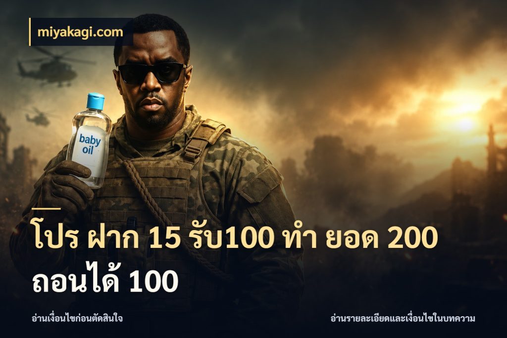 โปร ฝาก 15 รับ100 ทํา ยอด 200 ถอนได้ 100 miyakagi.com สีสันของโปรฝากและยอดรับ