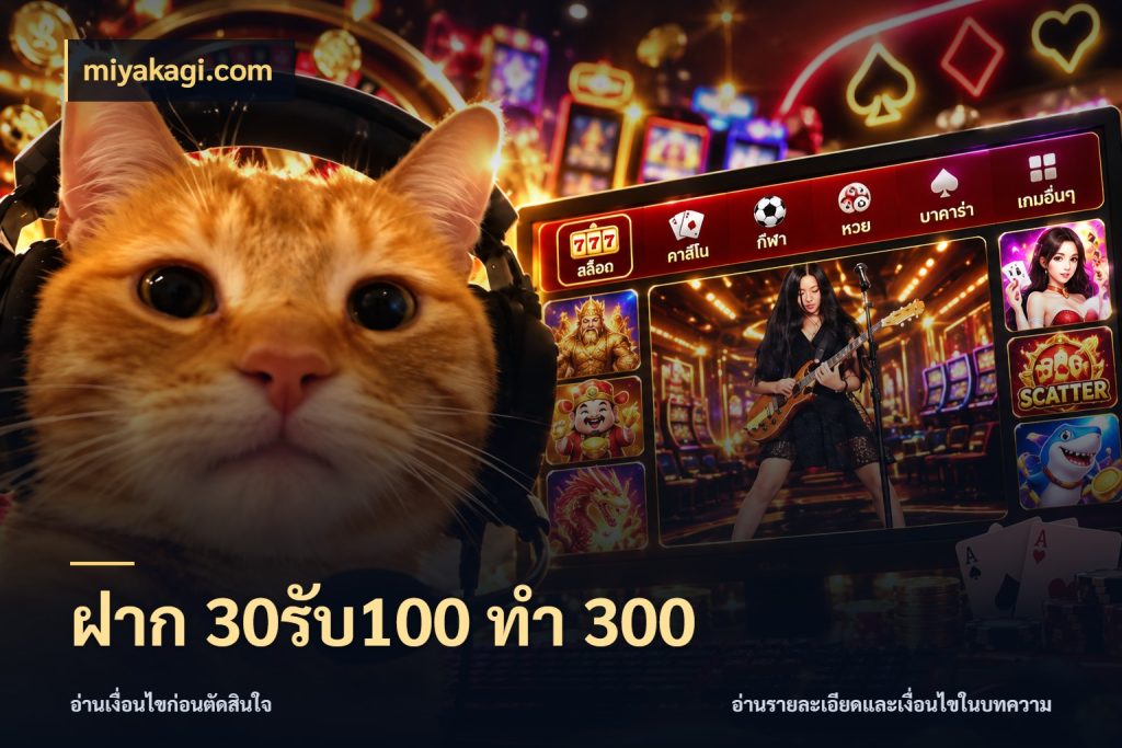ฝาก 30รับ100 ทำ 300 ยอดฝากและยอดรับในมุมของคนชอบลุ้น ในมุม miyakagi.com