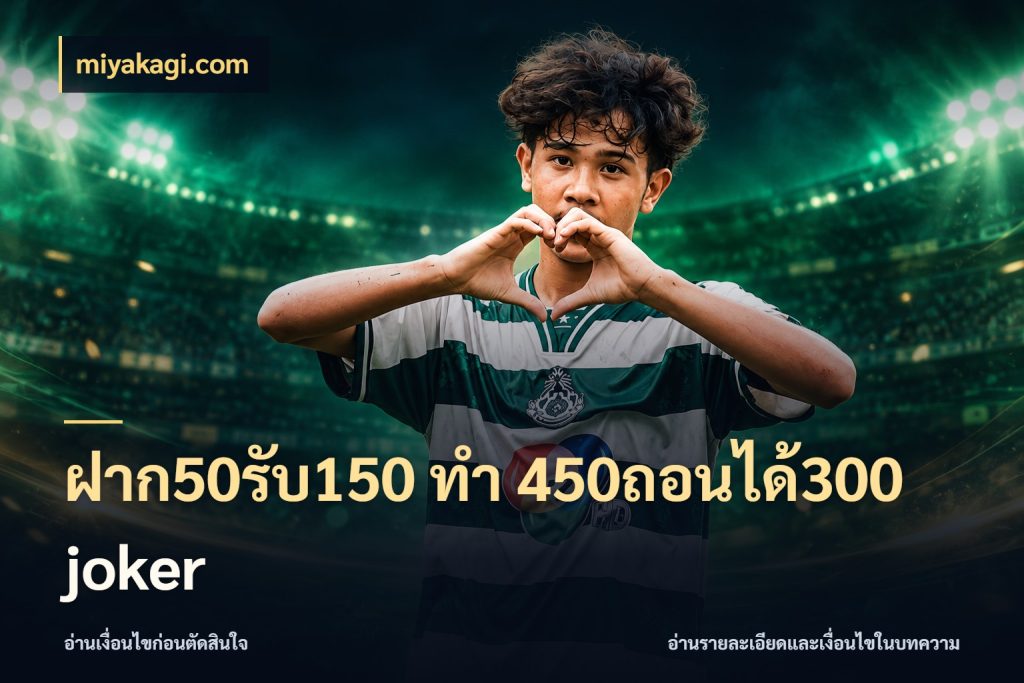 ฝาก50รับ150 ทํา 450ถอนได้300 joker เครดิตกับรูปแบบโปรที่ตรงใจ กับ miyakagi.com