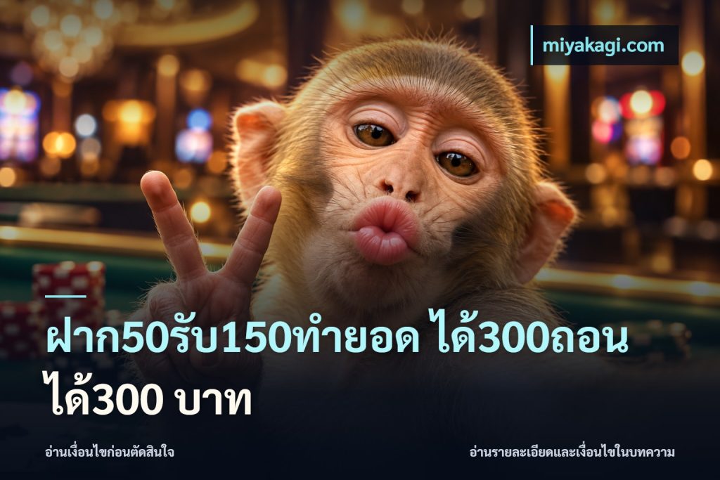 ฝาก50รับ150ทํายอด ได้300ถอนได้300 บาท