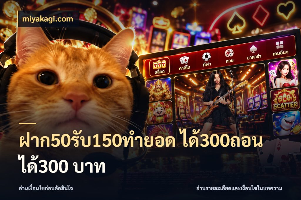 ฝาก50รับ150ทํายอด ได้300ถอนได้300 บาท สีสันของโปรฝากและยอดรับ กับ miyakagi.com