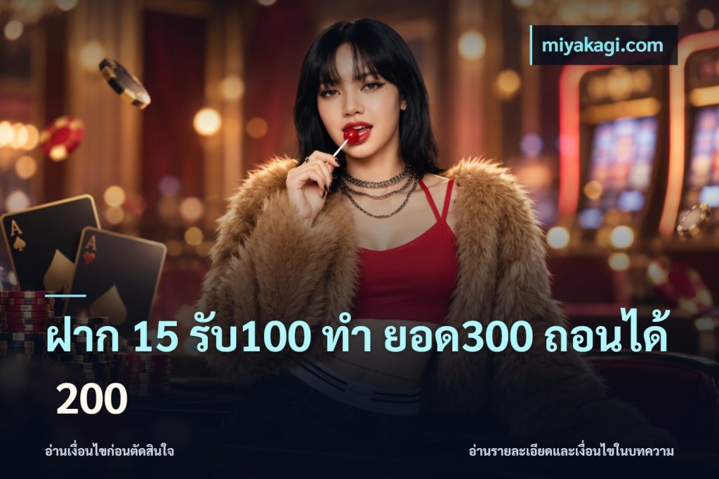 ฝาก 15 รับ100 ทํา ยอด300 ถอนได้ 200
