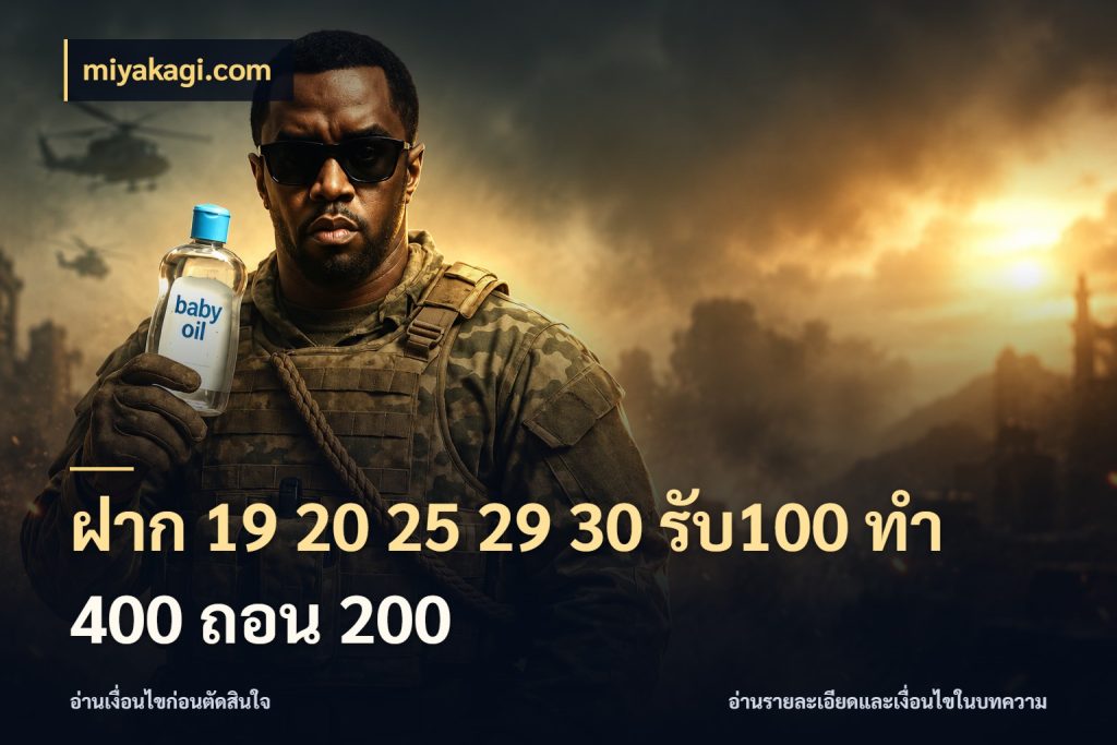 ฝาก 19 20 25 29 30 รับ100 ทำ 400 ถอน 200 miyakagi.com ยอดฝากและยอดรับในมุมของคนชอบลุ้น