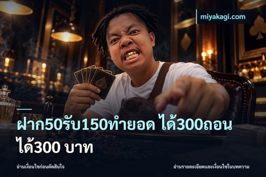 ฝาก50รับ150ทำยอด ได้300ถอนได้300 บาท