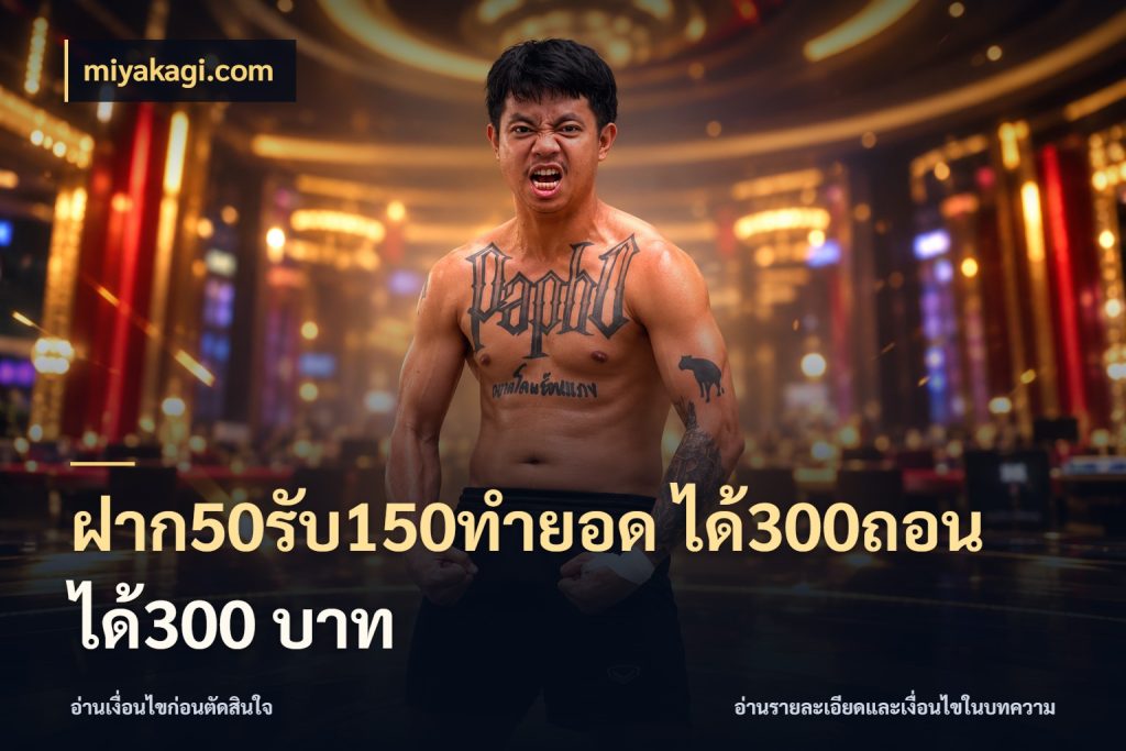 ฝาก50รับ150ทำยอด ได้300ถอนได้300 บาท จับคู่โบนัสกับสไตล์เกมที่ชอบ สไตล์ miyakagi.com